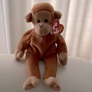 Ty Beanie Baby Original. BONGO the Monkey. Born August 17, 1995. Rare Retired.